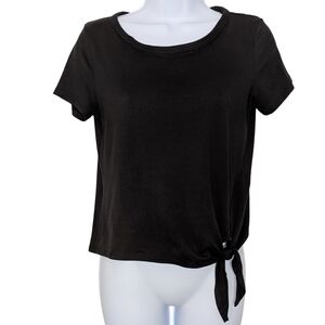 Elegant Black Tie-Front Women's Tee